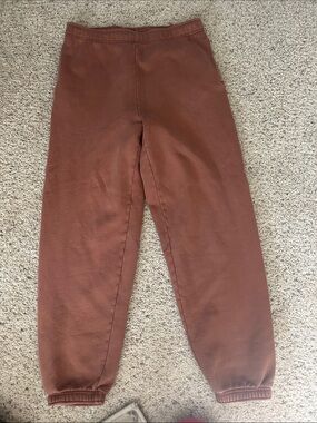 TNA Brown Rust Sweatpants - Elastic Waist & Cuffed Ankles